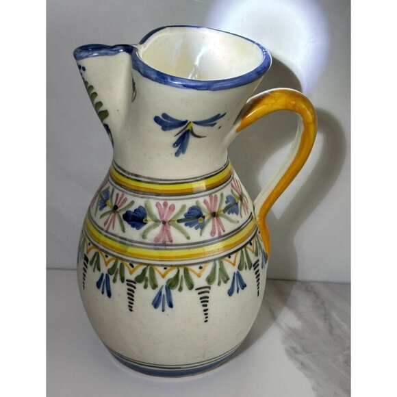 VTG Signed Mave Talavera Pottery Pitcher Mexico Ceramic Blue Yellow Green Glaze - Picture 7 of 8
